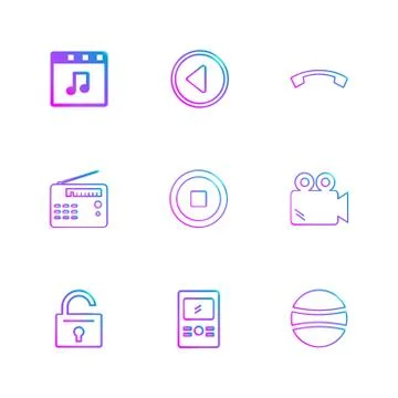 Multimedia , camera , user interface , folders , directory , eps icon set vec 스톡 일러스트