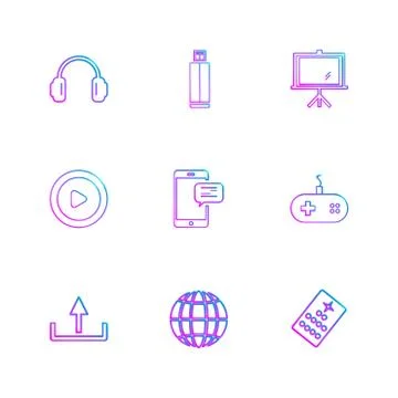 Multimedia , camera , user interface , folders , directory , eps icon set vec Stock Illustration