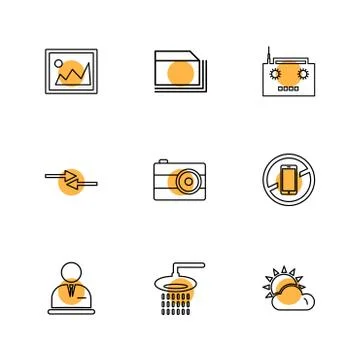Multimedia , camera , user interface , folders , directory , eps icon set vec Stock Illustration