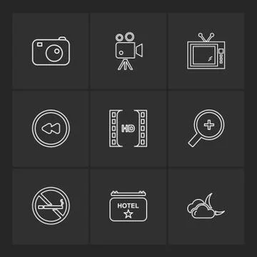 Multimedia , camera , user interface , folders , directory , eps icon set vec 스톡 일러스트