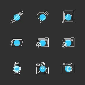 Multimedia , camera , user interface , folders , directory , eps icon set vec イラスト素材