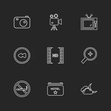 Multimedia , camera , user interface , folders , directory , eps icon set vec Illustrazione stock