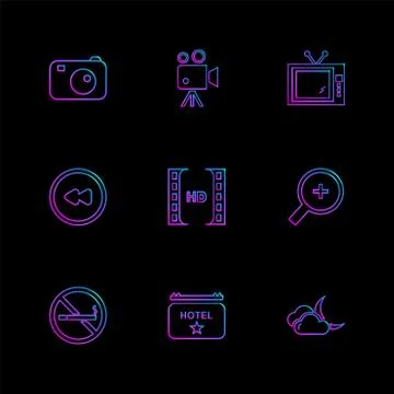 Multimedia , camera , user interface , folders , directory , eps icon set vec Stock Illustration