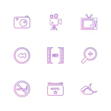 Multimedia , camera , user interface , folders , directory , eps icon set vec Illustrazione stock
