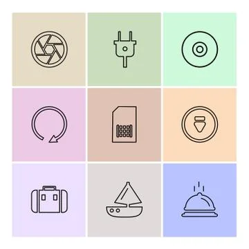 Multimedia , camera , user interface , folders , directory , eps icon set vec Stock Illustration