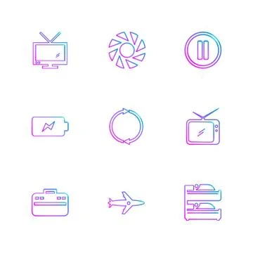 Multimedia , camera , user interface , folders , directory , eps icon set vec Stock Illustration