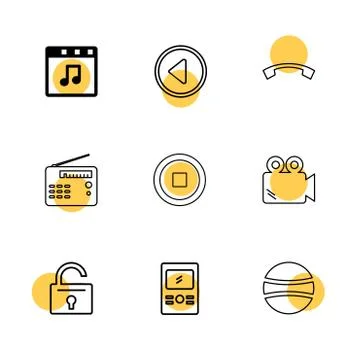 Multimedia , camera , user interface , folders , directory , eps icon set vec 스톡 일러스트