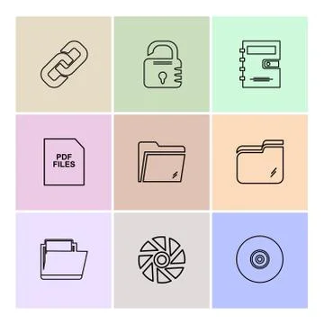 Multimedia , camera , user interface , folders , directory , eps icon set vec Stock Illustration