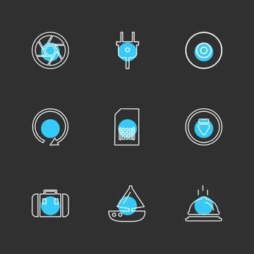 Multimedia , camera , user interface , folders , directory , eps icon set vec Stock Illustration