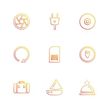 Multimedia , camera , user interface , folders , directory , eps icon set vec Stock Illustration