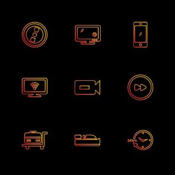 Multimedia , camera , user interface  , technology , summer , drink ,  food , Illustrazione stock