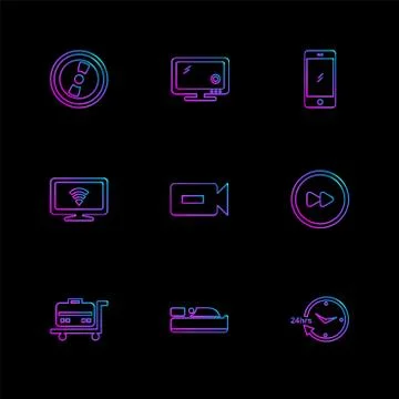 Multimedia , camera , user interface  , technology , summer , drink ,  food , Stock Illustration