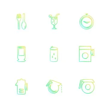 Multimedia , camera , user interface  , technology , summer , drink ,  food , Stock Illustration
