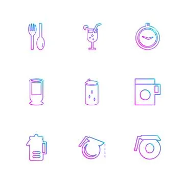 Multimedia , camera , user interface  , technology , summer , drink ,  food , Stock Illustration