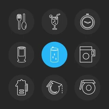 Multimedia , camera , user interface  , technology , summer , drink ,  food , Stock Illustration