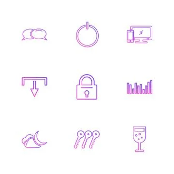 Multimedia , camera , user interface  , technology , summer , drink ,  food , Stock Illustration