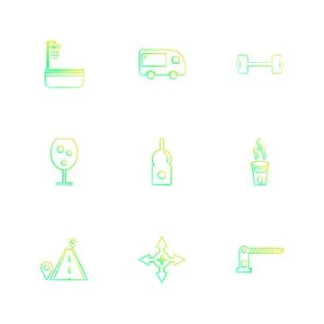 Multimedia , camera , user interface  , technology , summer , drink ,  food , Stock Illustration