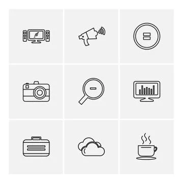 Multimedia , camera , user interface  , technology , summer , drink ,  food , 스톡 일러스트
