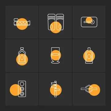 Multimedia , camera , user interface  , technology , summer , drink ,  food , Stock Illustration
