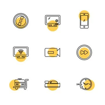 Multimedia , camera , user interface  , technology , summer , drink ,  food , Stock Illustration