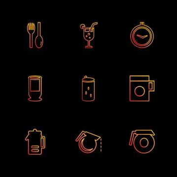 Multimedia , camera , user interface  , technology , summer , drink ,  food , Stock Illustration