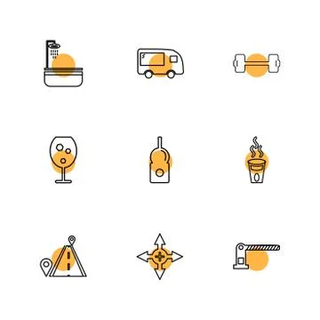 Multimedia , camera , user interface  , technology , summer , drink ,  food , Stock Illustration