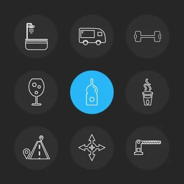 Multimedia , camera , user interface  , technology , summer , drink ,  food , Stock Illustration