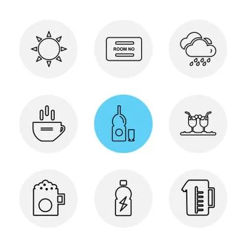 Multimedia , camera , user interface  , technology , summer , drink ,  food , Illustrazione stock