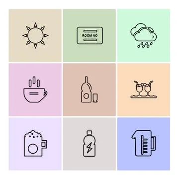 Multimedia , camera , user interface  , technology , summer , drink ,  food , Illustrazione stock