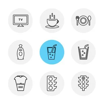 Multimedia , camera , user interface  , technology , summer , drink ,  food , Stock Illustration