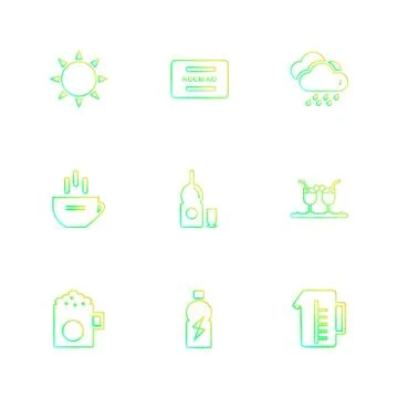 Multimedia , camera , user interface  , technology , summer , drink ,  food , Stock Illustration