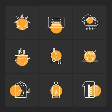 Multimedia , camera , user interface  , technology , summer , drink ,  food , Illustrazione stock