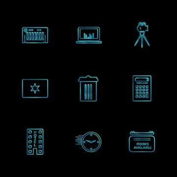 Multimedia , camera , user interface  , technology , summer , drink ,  food , Stock Illustration