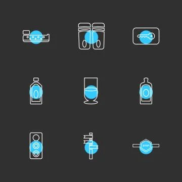 Multimedia , camera , user interface  , technology , summer , drink ,  food , Stock Illustration