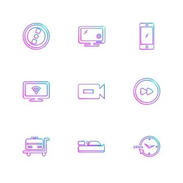 Multimedia , camera , user interface  , technology , summer , drink ,  food , Illustrazione stock