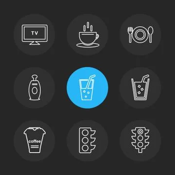 Multimedia , camera , user interface  , technology , summer , drink ,  food , Stock Illustration