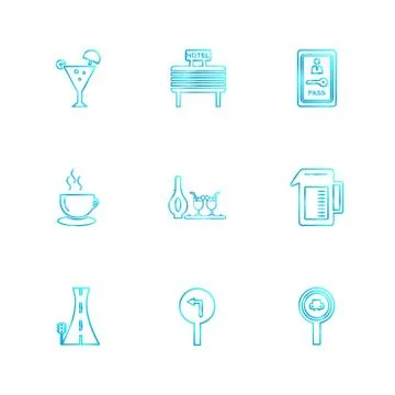 Multimedia , camera , user interface  , technology , summer , drink ,  food , Stock Illustration