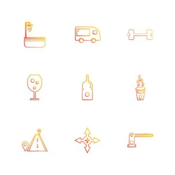 Multimedia , camera , user interface  , technology , summer , drink ,  food , Stock Illustration