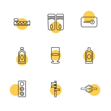 Multimedia , camera , user interface  , technology , summer , drink ,  food , Stock Illustration