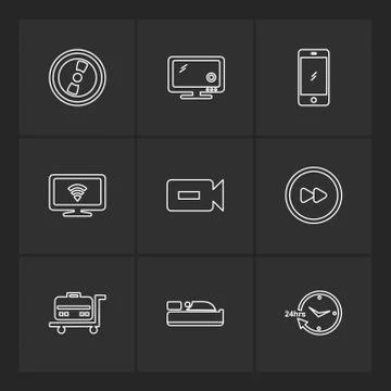 Multimedia , camera , user interface  , technology , summer , drink ,  food , Stock Illustration