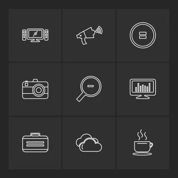 Multimedia , camera , user interface  , technology , summer , drink ,  food , Stock Illustration