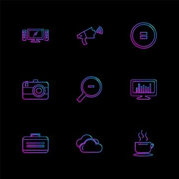 Multimedia , camera , user interface  , technology , summer , drink ,  food , Illustrazione stock