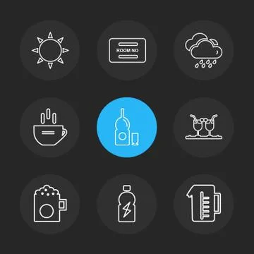 Multimedia , camera , user interface  , technology , summer , drink ,  food , Stock Illustration