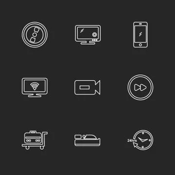 Multimedia , camera , user interface  , technology , summer , drink ,  food , Stock Illustration