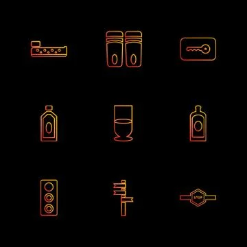 Multimedia , camera , user interface  , technology , summer , drink ,  food , Stock Illustration