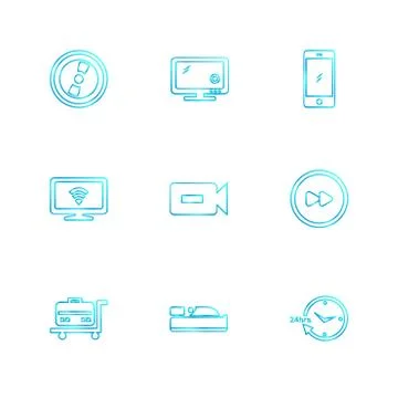 Multimedia , camera , user interface  , technology , summer , drink ,  food , Illustrazione stock