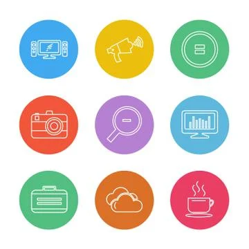 Multimedia , camera , user interface  , technology , summer , drink ,  food , Illustrazione stock