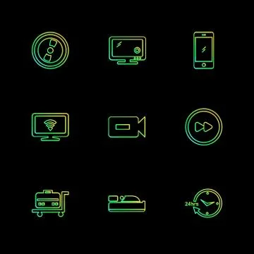 Multimedia , camera , user interface  , technology , summer , drink ,  food , Illustrazione stock