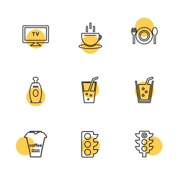 Multimedia , camera , user interface  , technology , summer , drink ,  food , Stock Illustration