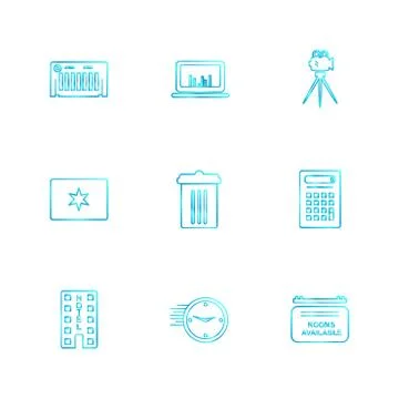 Multimedia , camera , user interface  , technology , summer , drink ,  food , Stock Illustration